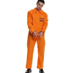 Fængselsdragt, orange fængselsfange Halloween-kostume til mænd - Perfekt Men But L