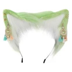 Forestilling Katteøre Hårbånd Karneval Fest Plys Hovedbeklædning Filmentusiaster Fest Cosplay Anime Rekvisitter Unisex grøn hvid A Green white B