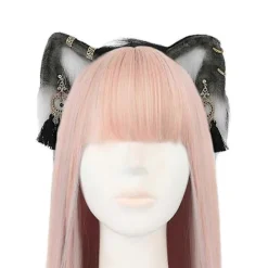Forestilling Katteøre Hårbånd Karneval Fest Plys Hovedbeklædning Filmentusiaster Fest Cosplay Anime Rekvisitter Unisex grøn hvid A Green white B