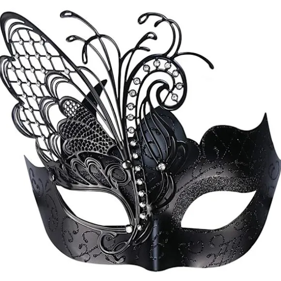 Forskellige sommerfugl rhinestone metal venetiansk kvindemaske til maskerade/Mardi Gras fest/sexet kostumebal/bryllup sort sommerfugl