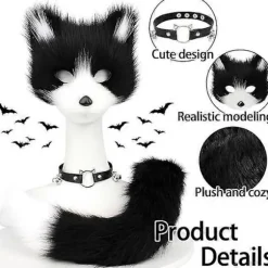Fox Hale Halloween Kat Maske Sæt, Halloween Katte Therian Hale Maske Sæt, Kunstig Pels Fox Maske, Pels Kat Fox Maske Sæt, Fox Maske Sæt, til Halloween Show, Co | Fyndiq