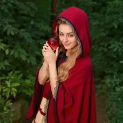 Färgglad Hus Fløjl Rødhætte Fløjlskappe Halloween Jul Cosplay Party Fancy Cape Sort Blonde Vinrød_tfrf Black Lace Wine Red 23.62''