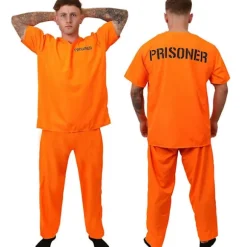 Fun Shack Fangedragt Fange Kostumer Mænd Orange Straffefange Indsat Voksen Halloween Kostumer Håndjern Til Mænd Tilgængelig L