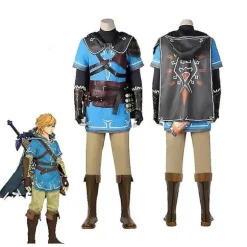 Game Legend Link Cosplay til Voksne og Børn Tårer af Kongeriget Kostume Fuld Sæt Mand Halloween Karneval Kostume-WELLNGS color:With wig size:150