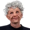 Gammel dame bedstemor maske, hvidt hår hovedbeklædning udklædning kostume tilbehør Halloween fuld ansigts latexmasker