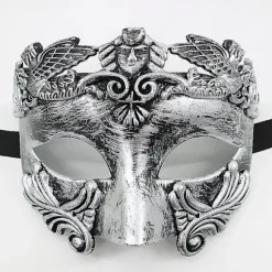 Gammel Græsk Spartaner Kriger Romersk Maskerademaske Mænd Venetiansk Maske Bryllupsboldmaske Mardi Gras Maske Silver