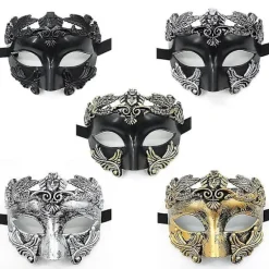 Gammel Græsk Spartaner Kriger Romersk Maskerademaske Mænd Venetiansk Maske Bryllupsboldmaske Mardi Gras Maske Silver