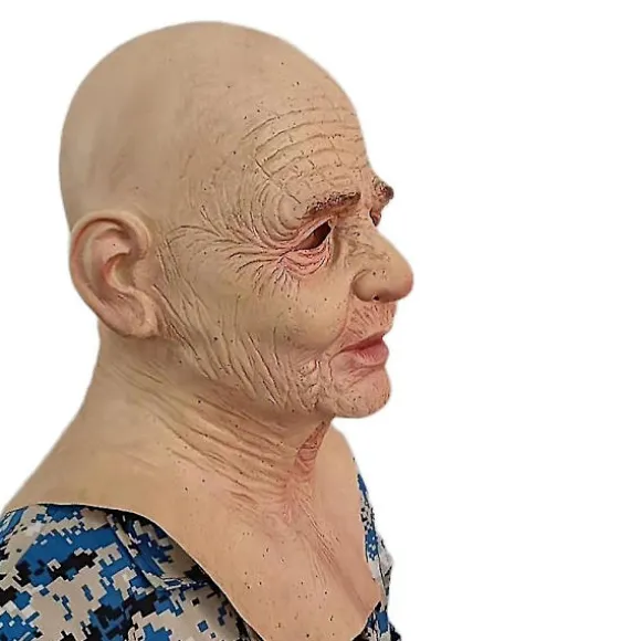 Gammel kvinde super skræmmende maske latex halloween fest cosplay skaldet hoved