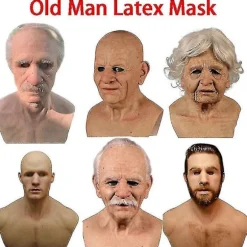 Gammel Mand Horror Maske Cosplay Fuld Hoved Latex Maske Halloween Horror Sjov Cosplay Fest