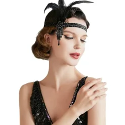 Gatsby Pandebånd Krystal Pandebånd 1920'erne Fjer Pandebånd Gatsby