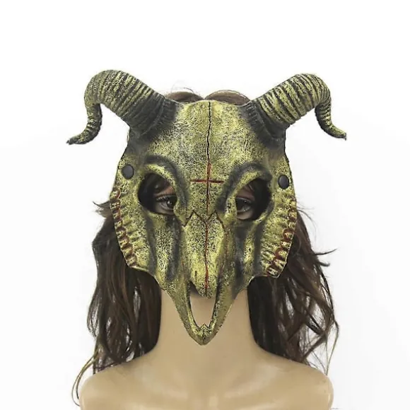 Gede Maske Halloween Kostume Fest Dyrehoved Maske Vædderhorn Hoved Maske Horn Dæmon Ansigtsdækning Cosplay Kostume (FMY) D