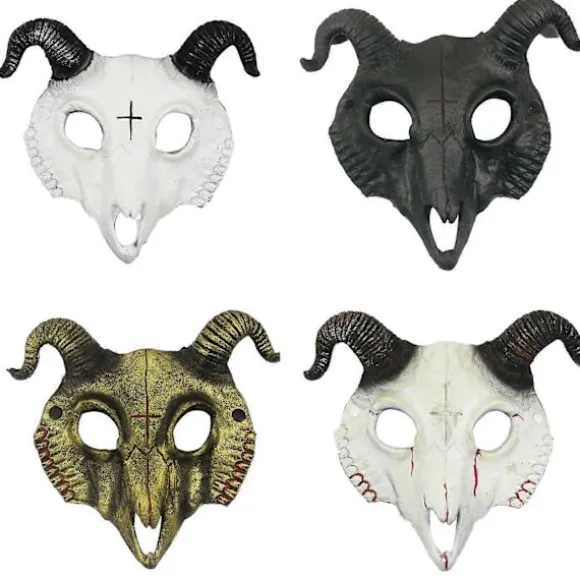 Gede Maske Halloween Kostume Fest Dyrehoved Maske Vædderhorn Hoved Maske Horn Dæmon Ansigtsdækning Cosplay Kostume (FMY) D