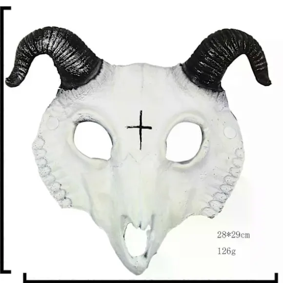 Gede Maske Halloween Kostume Fest Dyrehoved Maske Vædderhorn Hoved Maske Horn Dæmon Ansigtsdækning Cosplay Kostume (FMY) D