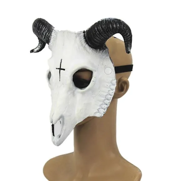 Gede Maske Halloween Kostume Fest Dyrehoved Maske Vædderhorn Hoved Maske Horn Dæmon Ansigtsdækning Cosplay Kostume (FMY) D
