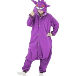 Gengar Kostume Heldragt Pyjamas Halloween Jul Onesie Kigurumi til Mænd Kvinder-WELLNGS L