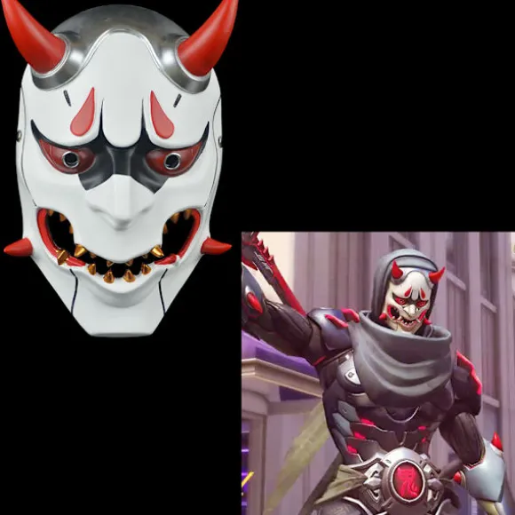 Genji Djævel Cosplay Maske Unisex Fuld Ansigt Hovedbeklædning Halloween Julegave