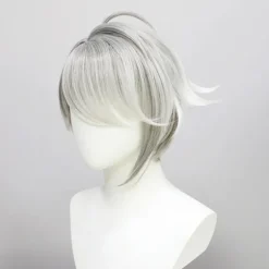 Genshin Impact Al Haitham Cosplay Paryk Kort Grå Hvid Paryk Anime, CJY