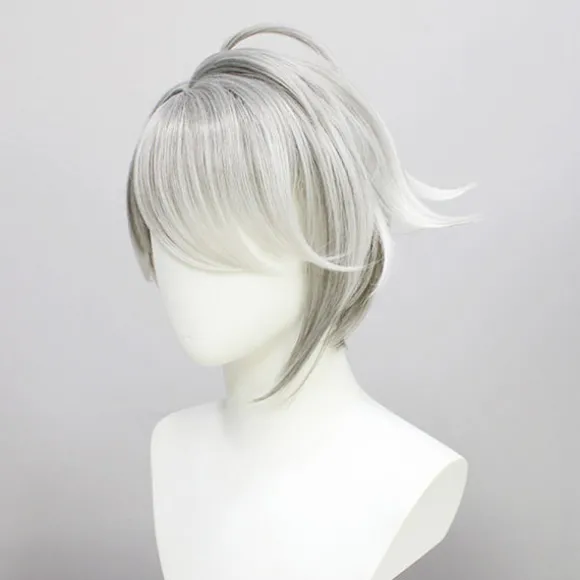 Genshin Impact Al Haitham Cosplay Paryk Kort Grå Hvid Paryk Anime, CJY