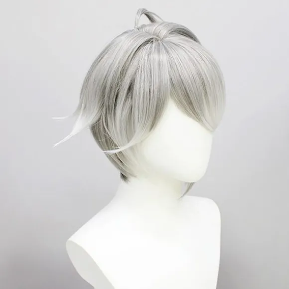 Genshin Impact Al Haitham Cosplay Paryk Kort Grå Hvid Paryk Anime, CJY