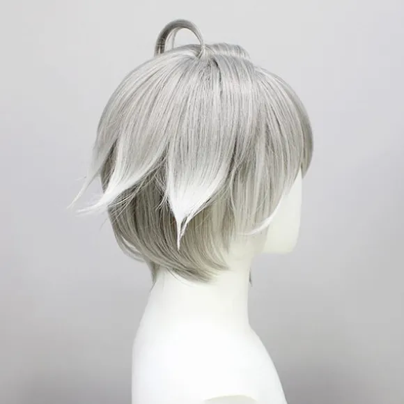 Genshin Impact Al Haitham Cosplay Paryk Kort Grå Hvid Paryk Anime, CJY