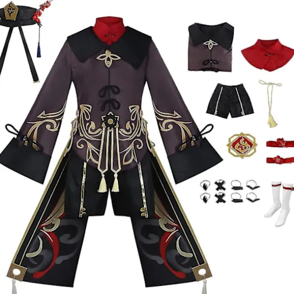 Genshin Impact Hu Tao Kostume Fancy Up Outfits Tassels Bukser Uniform Se XL