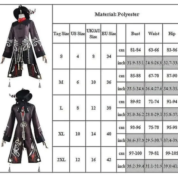 Genshin Impact Hu Tao Kostume Fancy Up Outfits Tassels Bukser Uniform Se XL