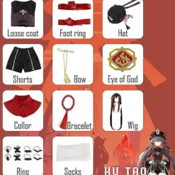 Genshin Impact Hutao Cosplay Kostume Sko Uniform Paryk kinesisk stil Halloween kostumer til kvinder Ga