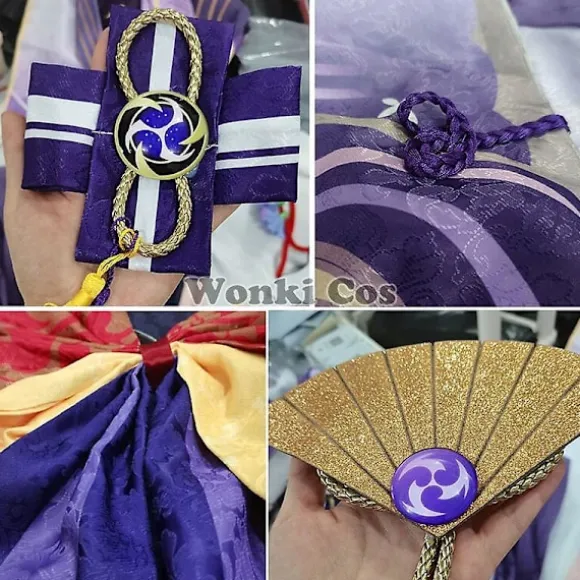 Genshin Impact Raiden Shogun Cosplay Kostume Paryk Lilla Langt Hår Halloween Kostumer Komplet Sæt Genshin Baal Shougun Cosplay L