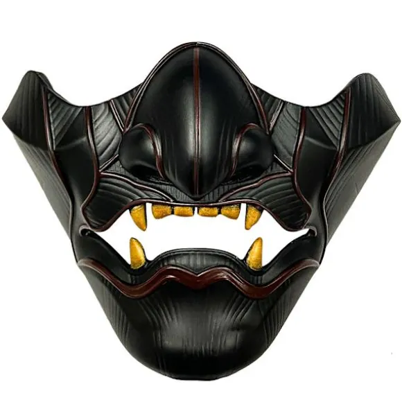 Ghost of Tsushima Jin Sakai Cosplay Halvmaske (2)-ansigts Resin Samuraj