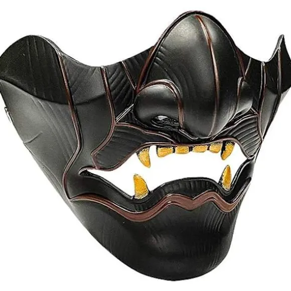 Ghost of Tsushima Jin Sakai Cosplay Halvmaske (2)-ansigts Resin Samuraj