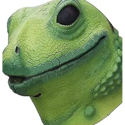 Ghyt Øglehoved Maske Halloween Kostume Rekvisitter Voksen Fest Realistiske Dyr Latex Masker Grøn Øgle Hovedbeklædning-Perfekt