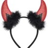Glitter Djævle Horn Pandebånd, Røde Djævle Horn Djævel Kostume Kvinder Mænd Piger, Halloween Maskerade Cosplay Pandebånd (Sort og Rød)