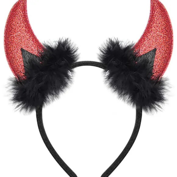 Glitter Djævle Horn Pandebånd, Røde Djævle Horn Djævel Kostume Kvinder Mænd Piger, Halloween Maskerade Cosplay Pandebånd (Sort og Rød)