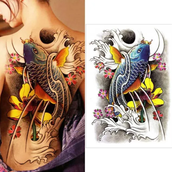 Gnuggis Tatovering Hel Ryg Koi Fisk