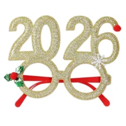 Godt Nytår Briller 2026 Glitter Briller Stel Julefest Briller Dimissionsbriller til Festdekorationer Sølv[YJD] Gold