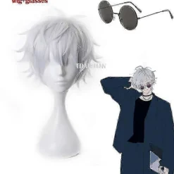 2023-gojo Satoru Cosplay Parykker Anime Jujutsu Kaisen Gojo Kort Varmebestandigt Syntetisk Hår Med Paryk Hætte Party Paryk Uden Øjenlap (FMY) wig B and glasses | Fyndiq