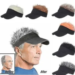 Golf Baseball Cap Med Kunstigt Hår Cap Solskærm Sjovt Toupee Hatte Mænd Pigget Coffee