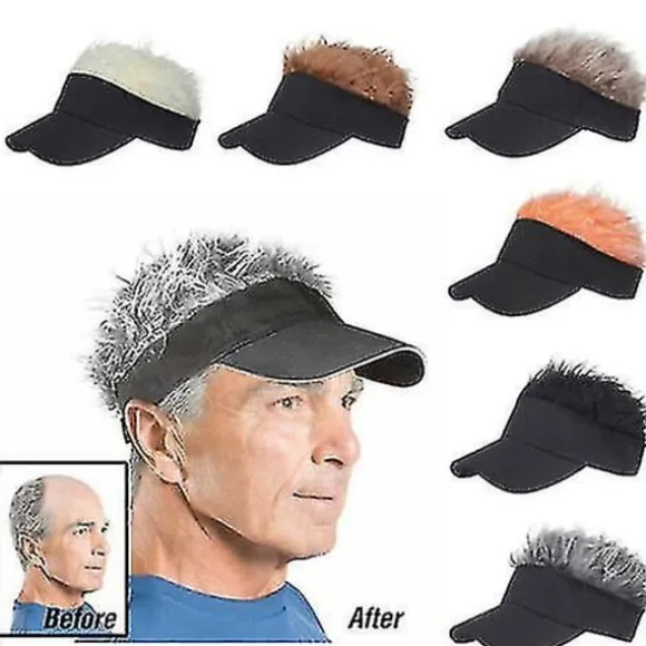Golf Baseball Cap Med Kunstigt Hår Cap Solskærm Sjovt Toupee Hatte Mænd Pigget Coffee