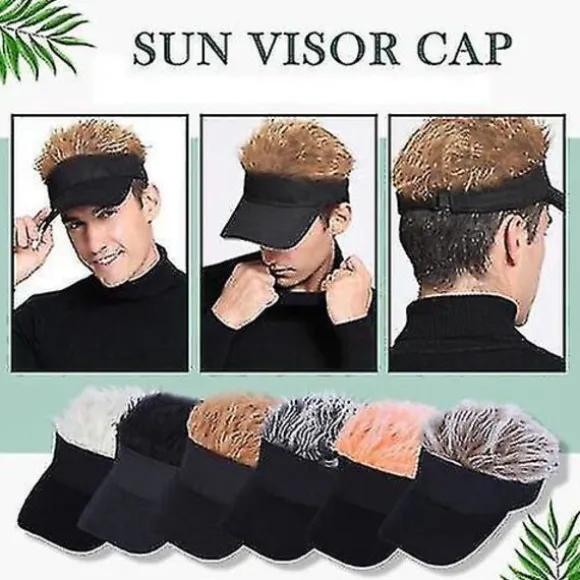 Golf Baseball Cap Med Kunstigt Hår Cap Solskærm Sjovt Toupee Hatte Mænd Pigget Coffee