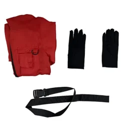 Gos- Squid Game Jumpsuit Halloween regning hus coswear Onesie + bælte + handsker + maske Fyrkantig mask S