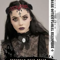 Gotisk Blomsterhovedbånd Halloween Pandebånd Vampyr Cosplay Kors Hovedbeklædning Hårklips Maskerade Cosplay Pandebånd til Kvinder og Piger