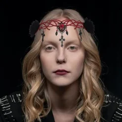 Gotisk Blomsterhovedbånd Halloween Pandebånd Vampyr Cosplay Kors Hovedbeklædning Hårklips Maskerade Cosplay Pandebånd til Kvinder og Piger