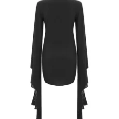 Gotisk Tøj Kvinders Batwing Ærme Kjole Halloween Kostume Sort Steampunk Mini Kjole Vampyr Cosplay Hexe Kostume XL