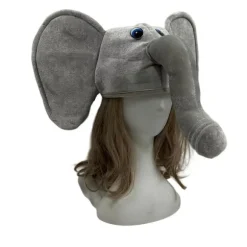 Grå Elefant Hat med Blå Øjne - Sjovt & Festligt Tilbehør til Fester og Fejringer Elephant hat