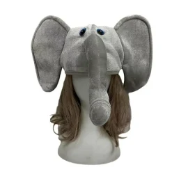 Grå Elefant Hat med Blå Øjne - Sjovt & Festligt Tilbehør til Fester og Fejringer Elephant hat