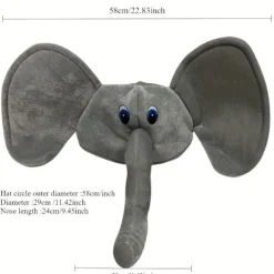 Grå Elefant Hat med Blå Øjne - Sjovt & Festligt Tilbehør til Fester og Fejringer Elephant hat