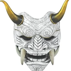 Grå japansk samurai maske Hannya Oni samurai latex maske, Halloween dæmon kostume maske, japansk samurai cosplay maske