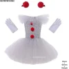 Grå piger Halloween kostume Tutu-kjole Skræmmende klovne børn Karnevalsfest Cosplay-tøj Børn T