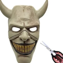 Graber Cosplay Maske, Sort Telefon Maske, Horrorfilm, Halloween, Skræmmende Maske, Herrekostume Maske (Lysegrå)