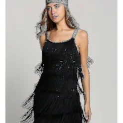 Great Gatsby Kjole 1920'er Fest Vintage Perlebesætning Dame Frynsekjoler (FMY) Sort Z Sort M Black M
